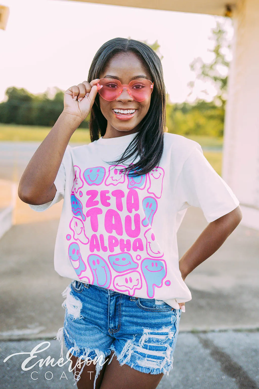Zeta Tau Alpha PR Smiley Face Tee