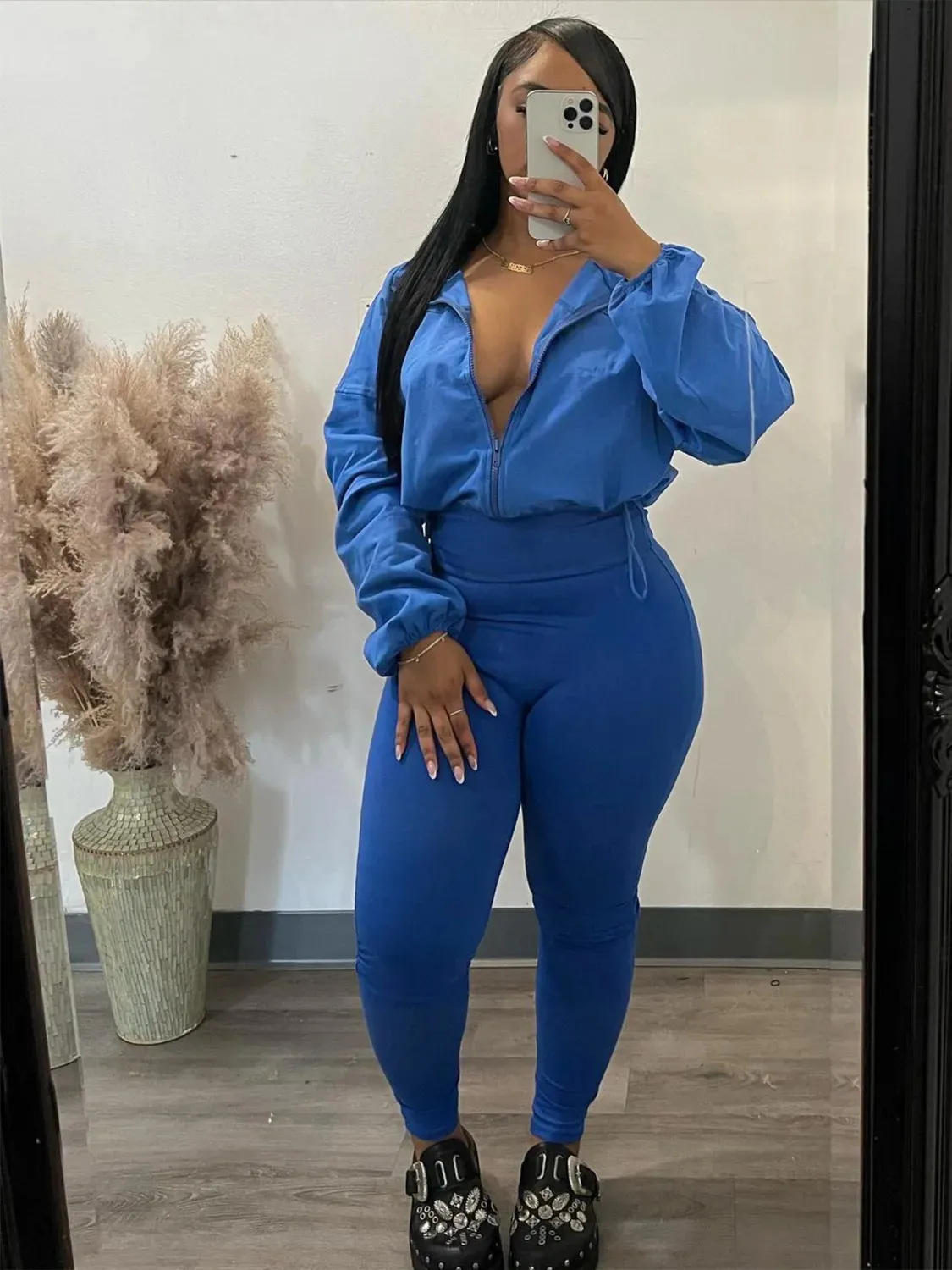 Zipper elastic  two-piece set