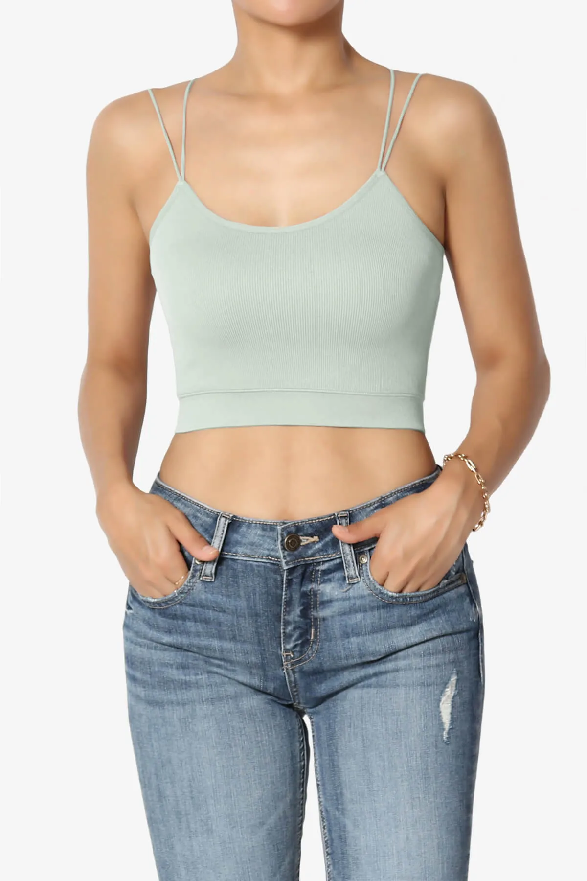 Zippy Skinny Strap Ribbed Seamless Bra Cami