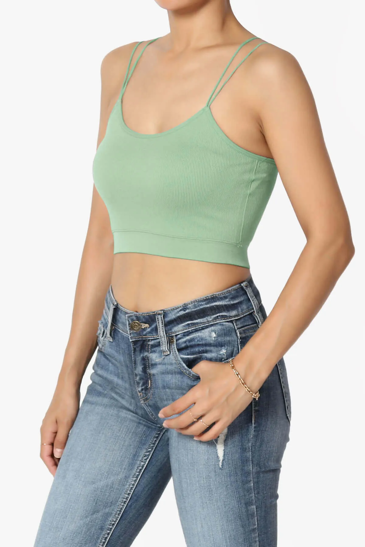 Zippy Skinny Strap Ribbed Seamless Bra Cami