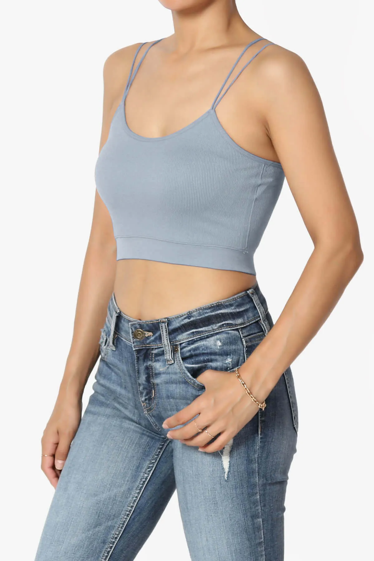 Zippy Skinny Strap Ribbed Seamless Bra Cami