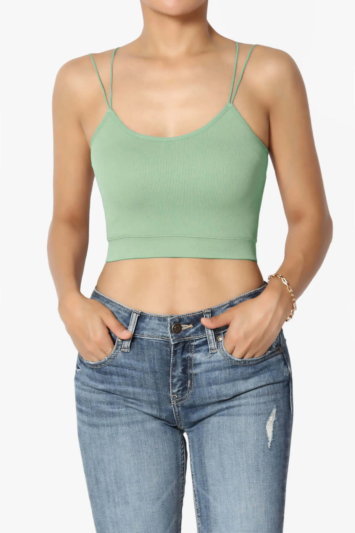 Zippy Skinny Strap Ribbed Seamless Bra Cami
