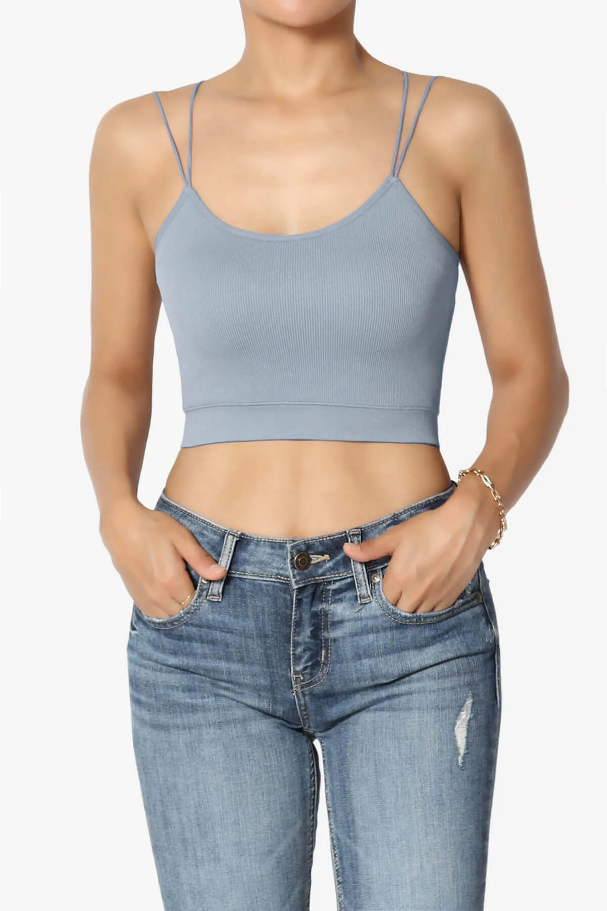 Zippy Skinny Strap Ribbed Seamless Bra Cami