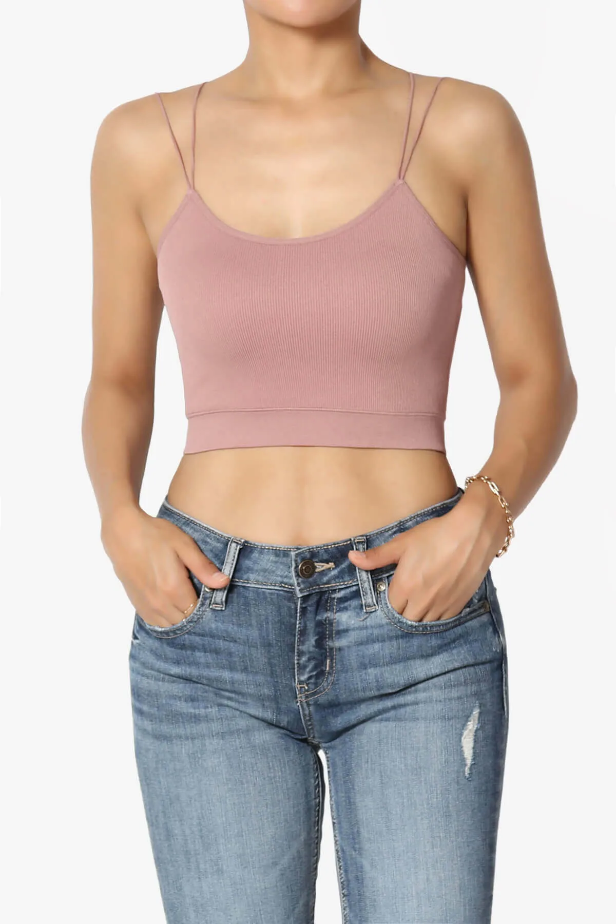 Zippy Skinny Strap Ribbed Seamless Bra Cami