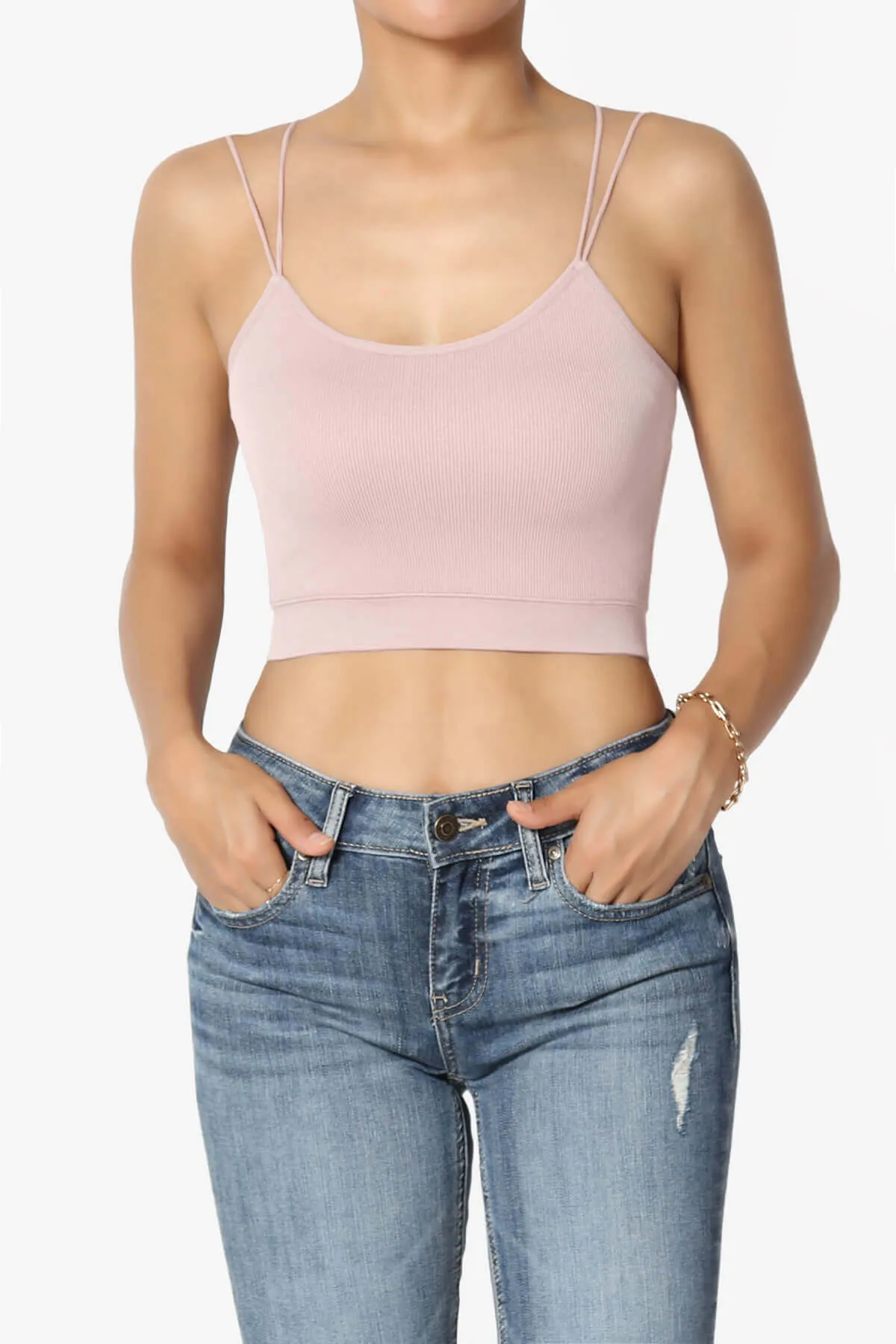 Zippy Skinny Strap Ribbed Seamless Bra Cami